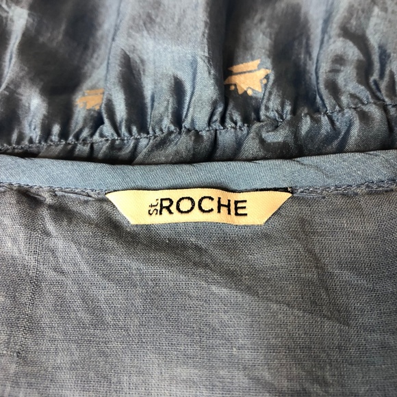 St.Roche S Dress 100% Silk Blue Tiered Spaghetti - Picture 6 of 8